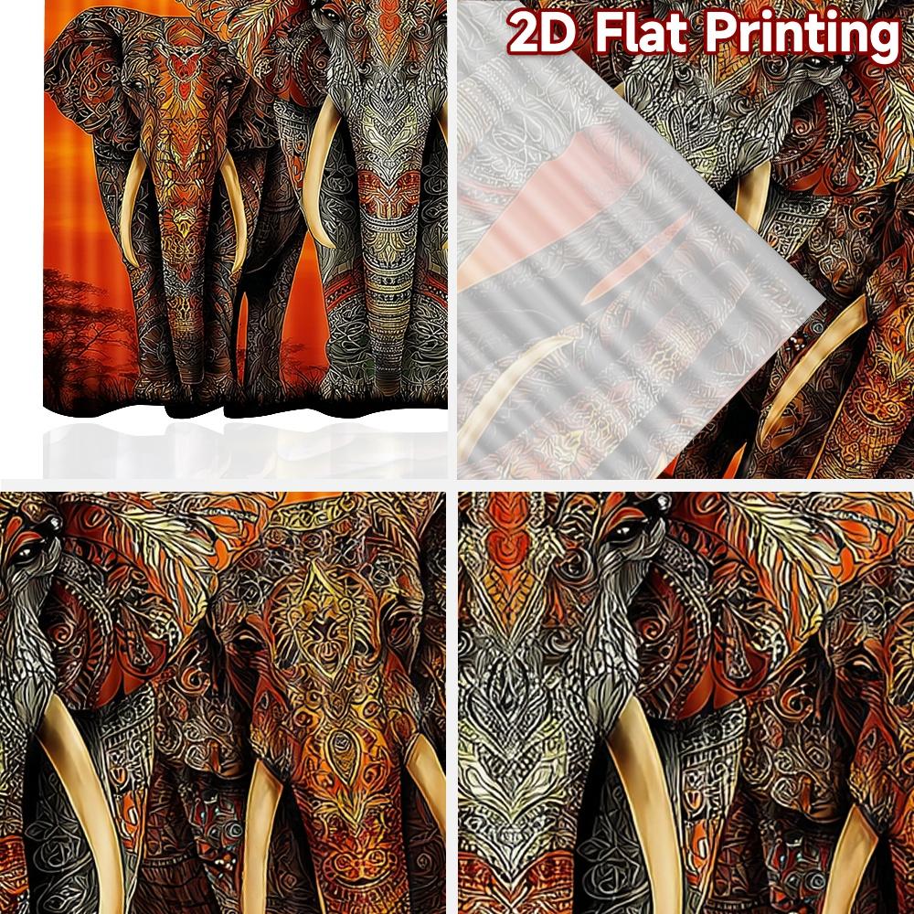 2D flat printing 2pcs Curtain Party Window Curtains Autumn Elephant Parade Digital Printed Polyester Drapes Birthday Party Use