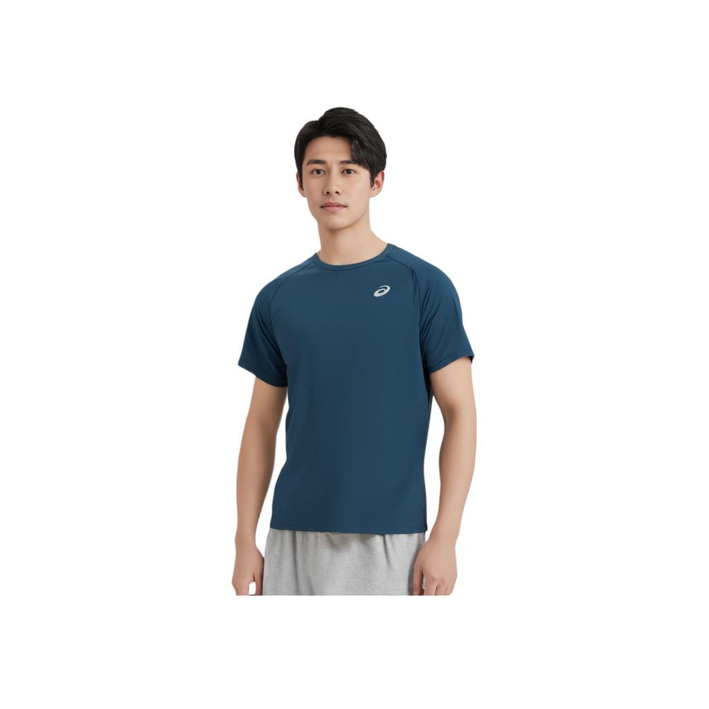 Asics Logo Print Reflective Fashion Round Neck Pullover Comfortable Running Casual Sports Nautical Breathable Short Sleeve T-Shirt 2011D046-401