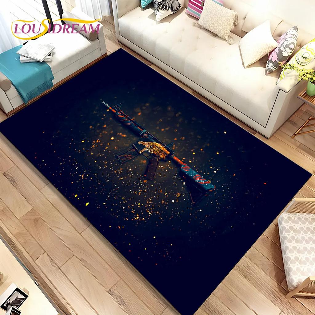 3D Assault Rifle Pistol Gun CS M4 AK USP Game Area Rug,Carpet for Home Living Room Bedroom Sofa Doormat Decor,Non-slip Floor Mat