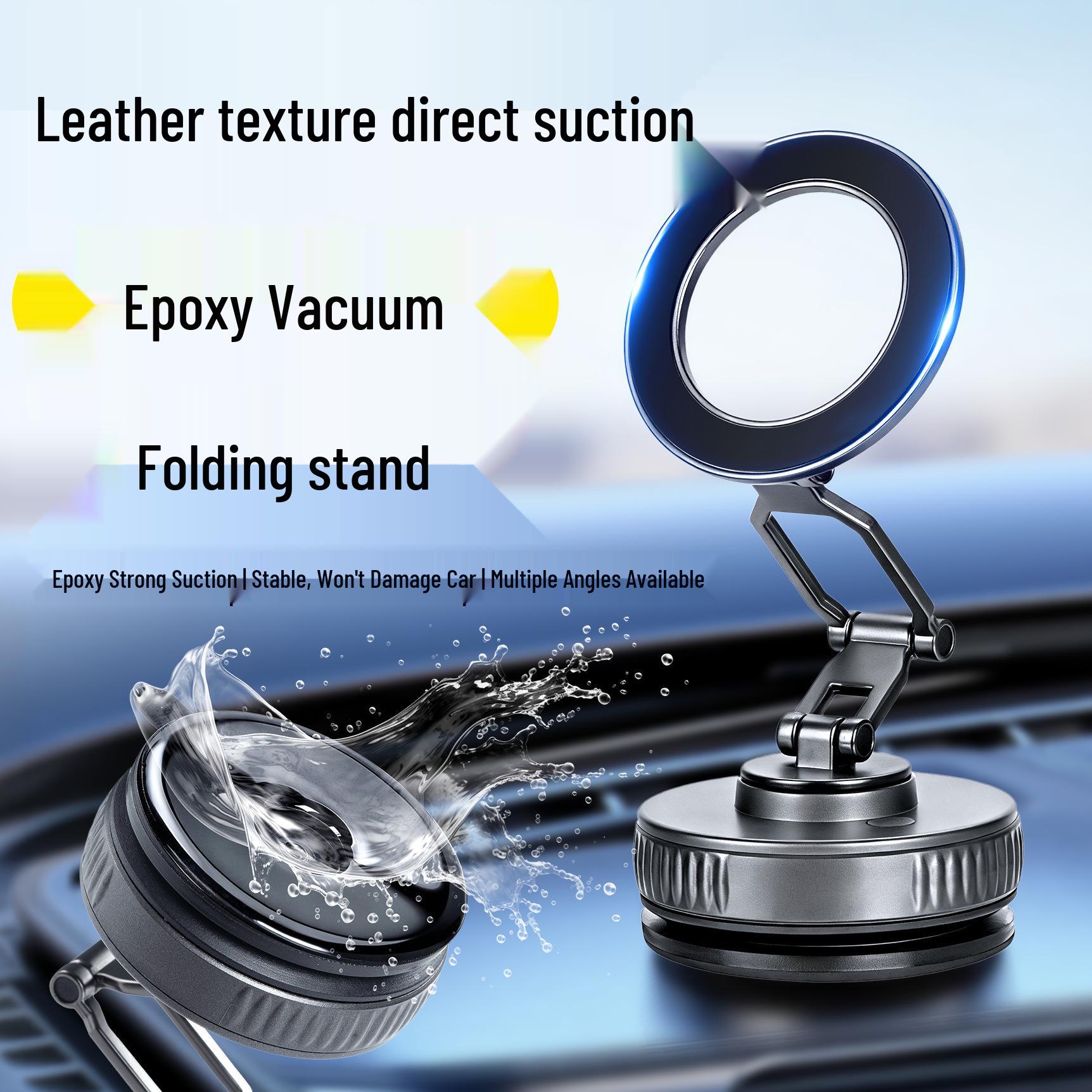 Universal Folding Magnetic Car Phone Holder with Rotating Vacuum Suction for In-Car Navigation