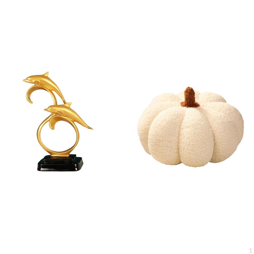 Modern Lifelike Dolphin Figurine And Halloween Pumpkin Pillow Decorative Collectible Ornaments for