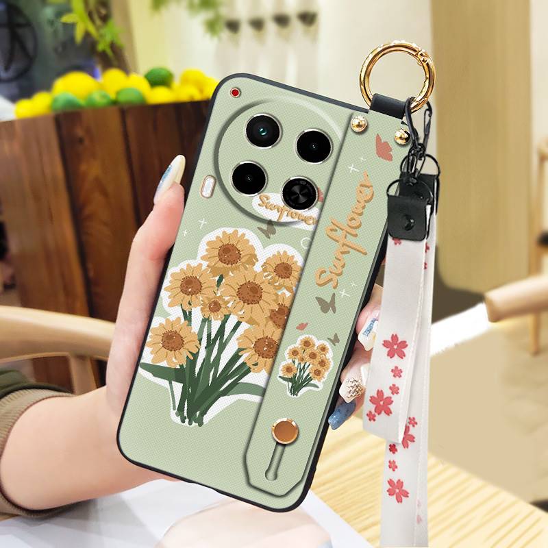 Waterproof Durable Phone Case For Tecno Camon30/4G/5G/CL6/CL7 Oil Painting Soft Case Kickstand Wristband Protective Ring