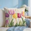 Cushion Cover Tulip Flower Short Plush Soft DoubleSided Printing Pillow Case Cozy Sofa Bedroom Home Decor Gift
