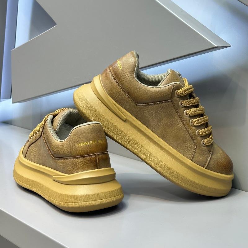 Winter velvet warm thick-soled casual leather lace-up casual shoes comfortable super fire dad shoes ok