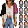 Womens Colorblock Knit Cardigan Sweater Winter Loose Fit Open Front Long Sleeve