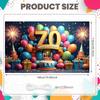 70th Birthday Banner Happy Birthday Display Golden Glitter Firework Pattern Birthday Backdrop for 70th Indoor Party Decoration