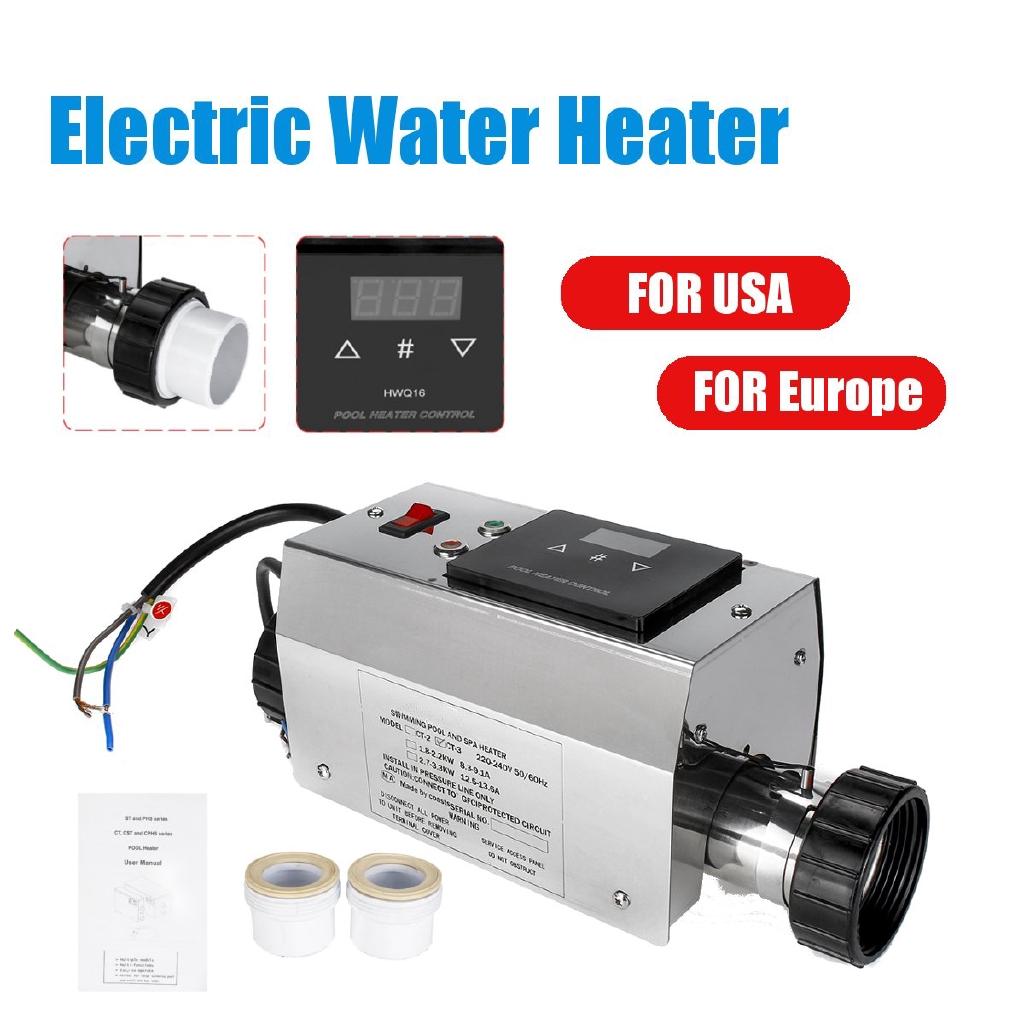 220V 50/60Hz Pool Heater Electric Swimming Pool and SPA Bath Heating Tub Water Heater Thermostat Swimming Pool Accessories 3KW