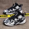 Net Shoes Spring and Autumn Actual Combat Boys Basketball Shoes Rotating Button Training Sneakers Running Shoes 6-12 Years Old