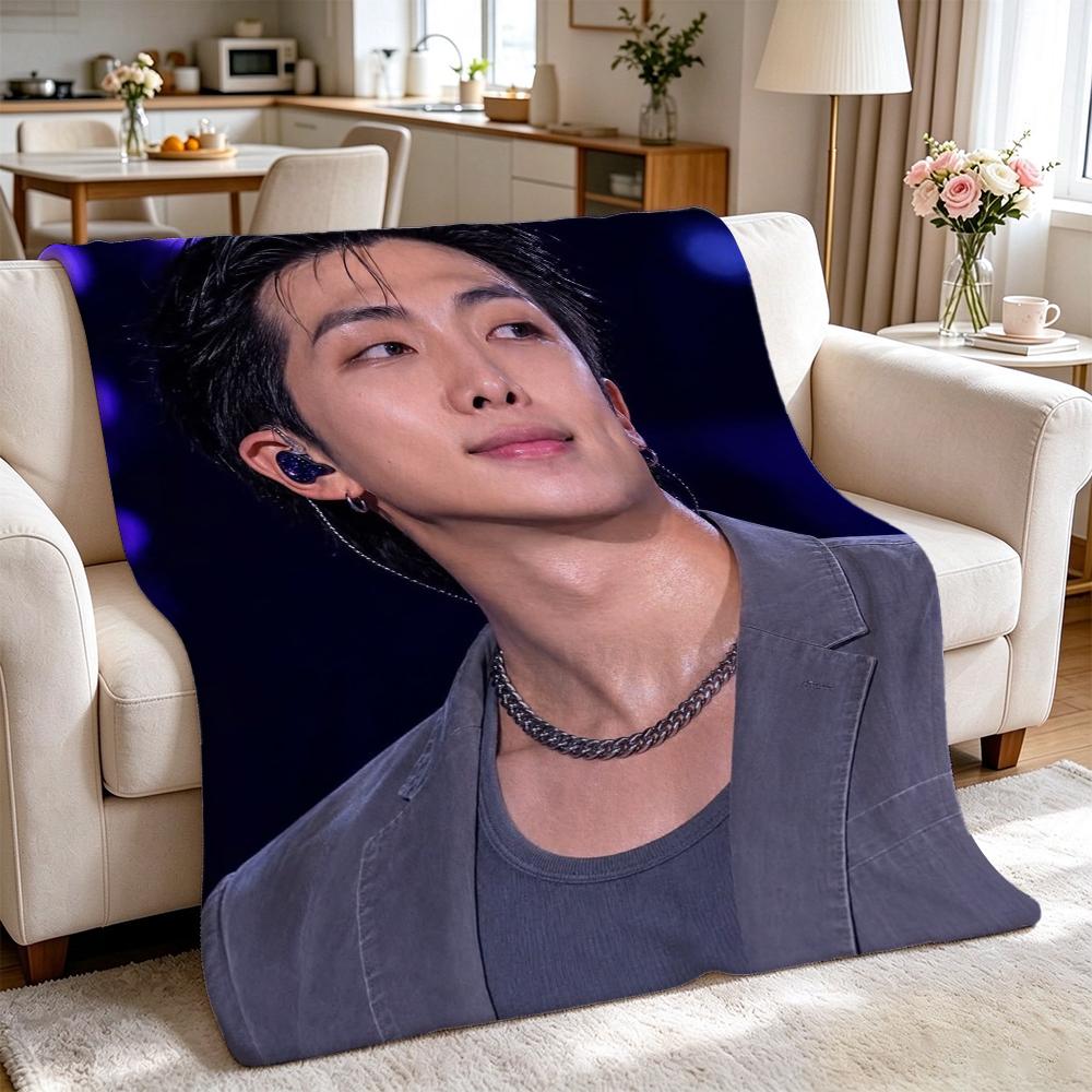 Rm Kim Namjoon Kpop Collage Print Flannel Blanket Soft Warm Throw Blanket For Living Room Bedroom Recliner Home Decor Holiday Gift