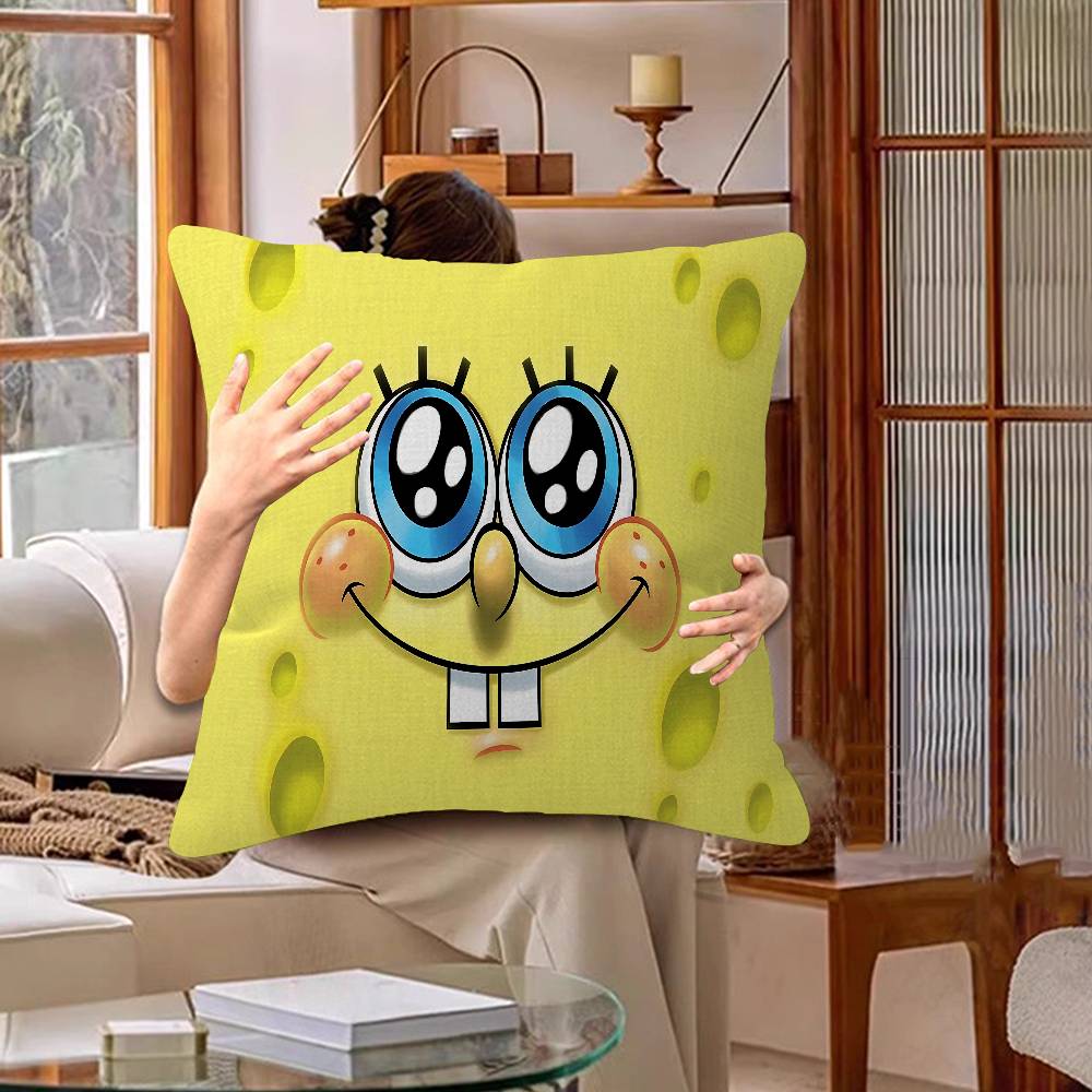 Cute S-Spongebobs Anime Decorative Room Aesthetics Pillow Case Home Decor Bedroom Sofa Bed Couch Pillow Cover 45X45
