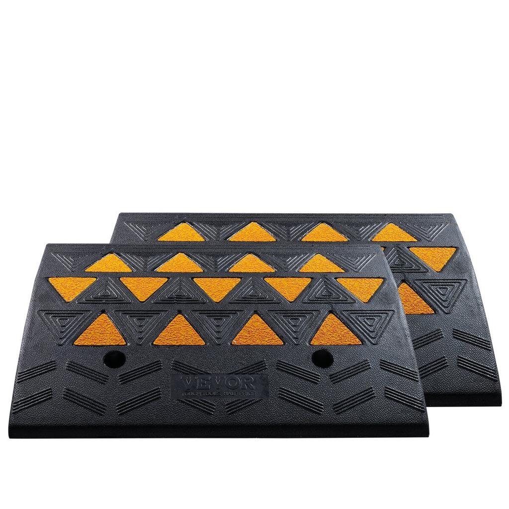 Rubber Curb Ramp 2 Pack, 6" Rise Height Heavy-Duty 33069 Lbs/15 T Capacity Threshold Ramps, Driveway Ramps with Stable Grid Structure for Cars,