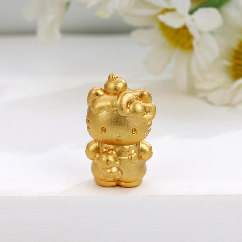 Sterling Silver 999 Hello Kitty DIY Beading Apple Little Bear Handmade Woven Rope Lucky Beads Jewelry