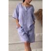 Women's Fashion Casual Summer Spring Solid Color Print 1/2 Sleeves V-Neck Trousers Pants Suits