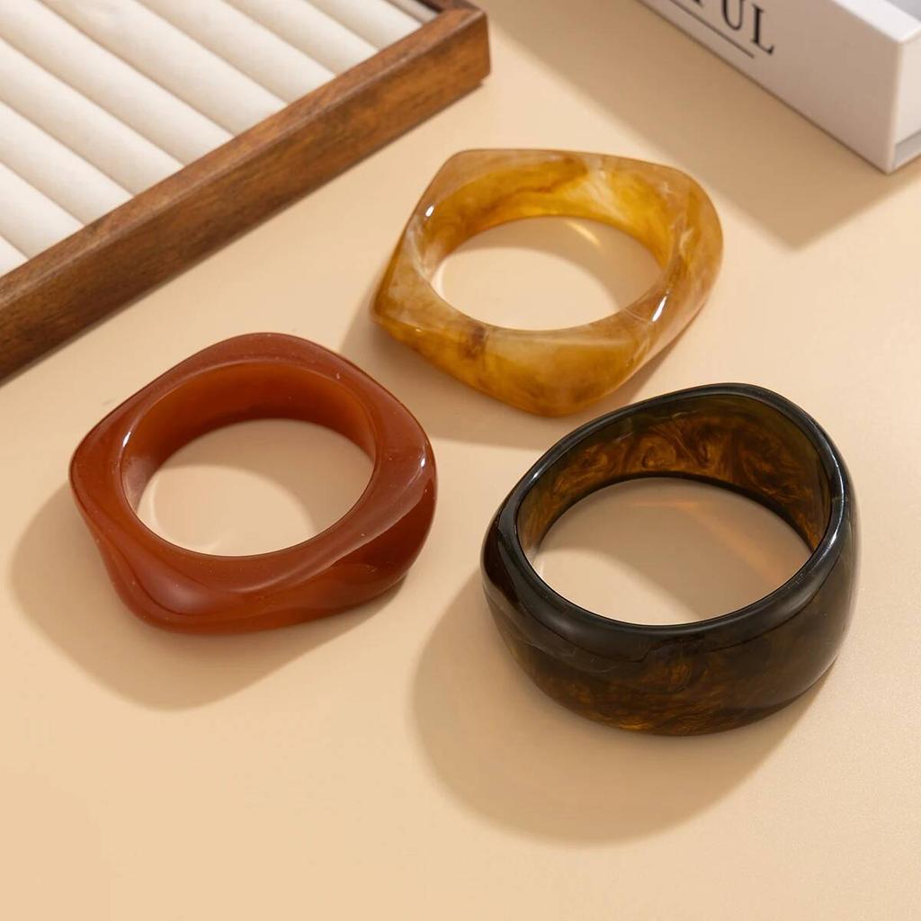 Salircon Vintage Punk Tmavě Hnědé Silné Pryskyřice Akryl Rozmazané Náramky Geometrické Nepravidelné Náramky Dámské Pulseras Šperky Dárek