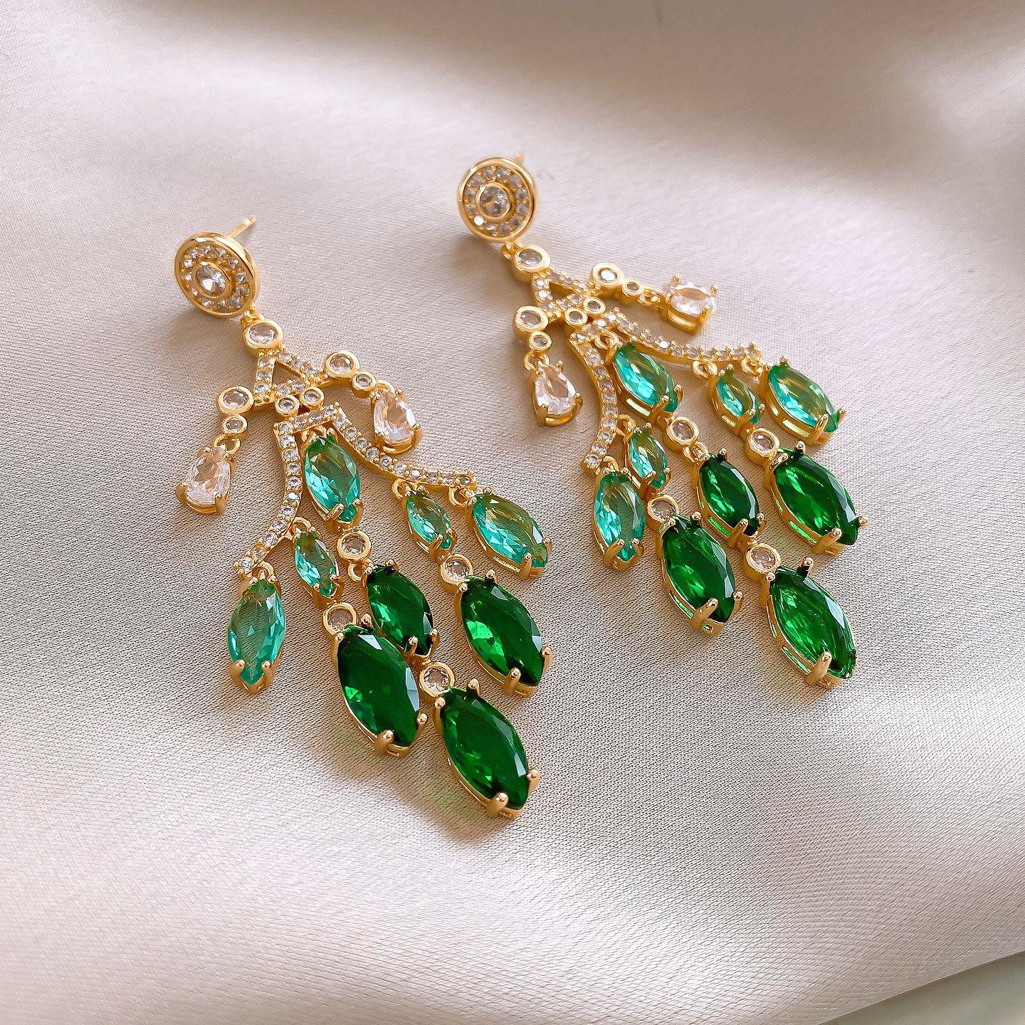 

Court style purple water drop fringed earrings stud earrings women s design sense niche earrings