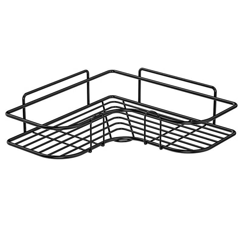 Badkamerplank, wandgemonteerde hoekopslagplanken, shampoohouder, cosmeticarek, ijzeren doucheafvoermand, badkamerorganizer