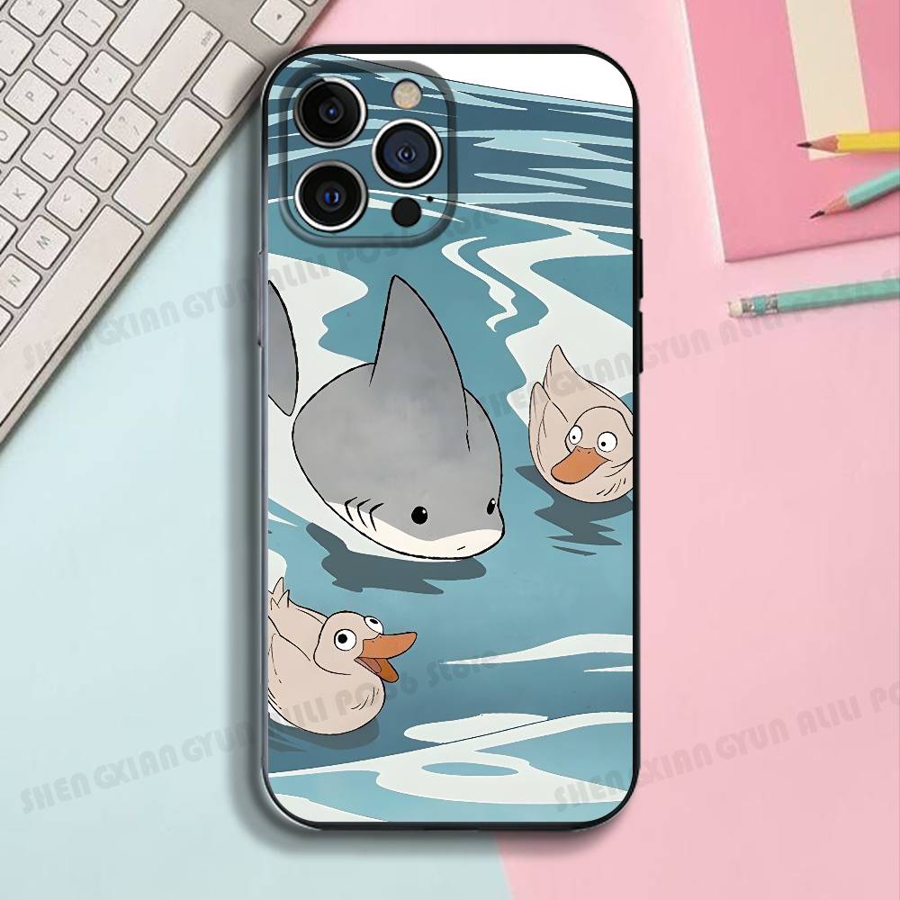 Cut Shark Schwarze Matte Handyhülle Für IPhone 17,16,15,14,13,12,13,12 Pro Max Plus XS Silikon Weiche Rückseite