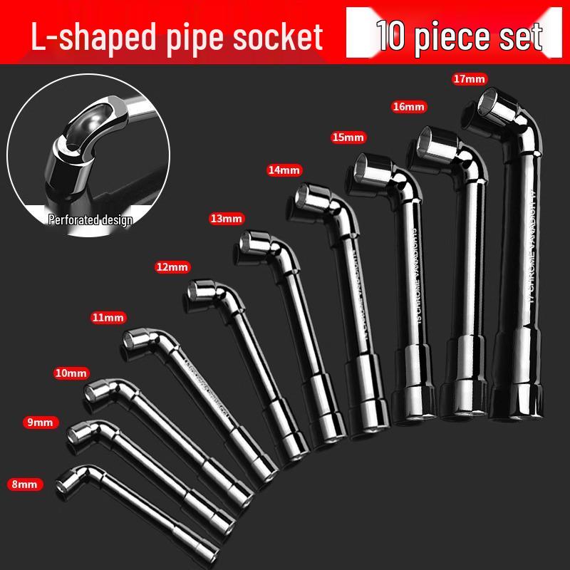 L-Shaped Hexagon Pipe Socket Wrench Tool, 7/8/10/12/14/17mm