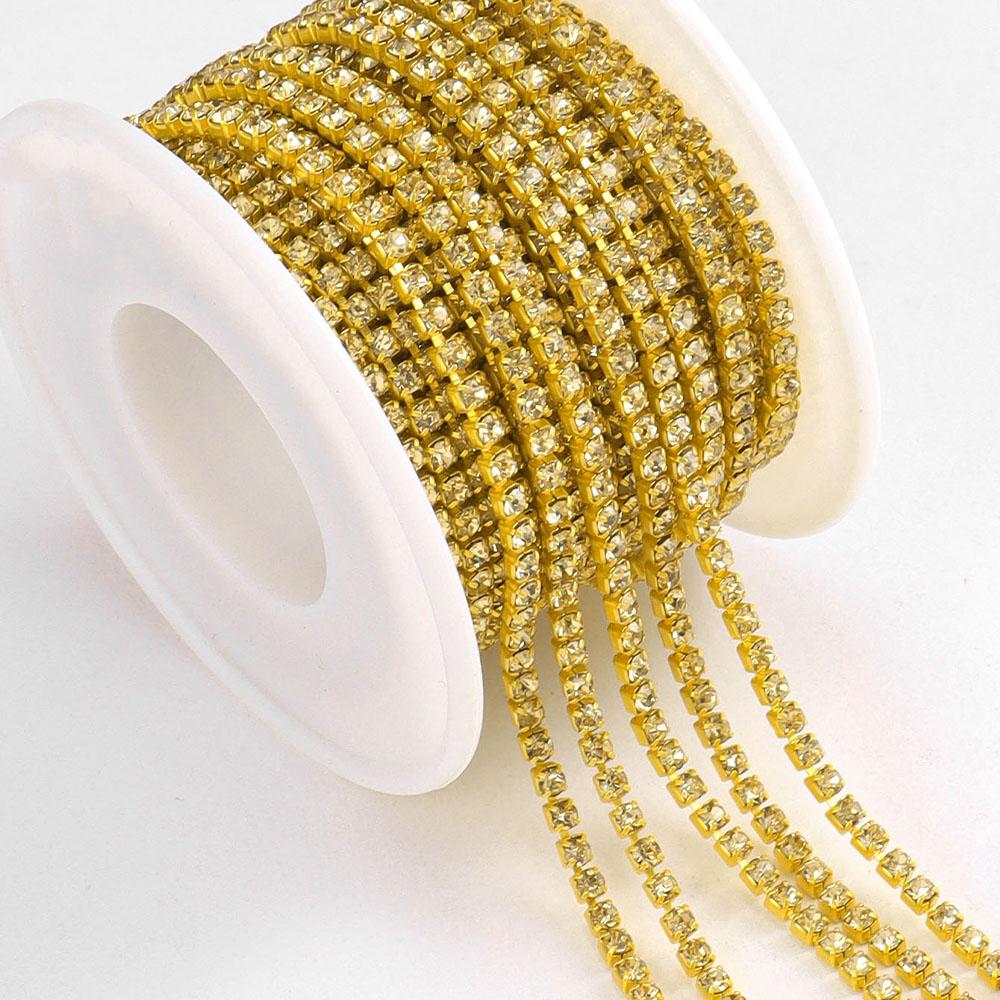 50cm Crystal Diamond Closed Chain Decorative Sewing Craft DIY Decorative Jewelry Crystal Claw Chain Diamond Cup Chain светло-желтого