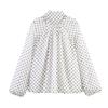 Womens Oversized Long Sleeve Polka Dot Print Shirt Loose Fit Streetwear Top Fall 2026
