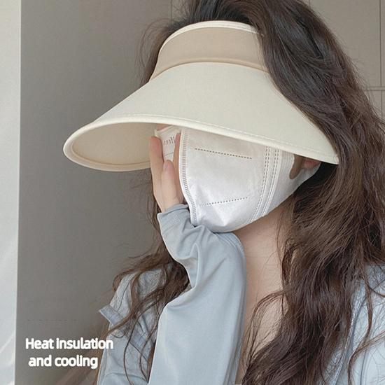 Summer Sunscreen Hat for In South Korea with Large Eaves and A Small Hollow Top Hat for Outdoor Outings, Cycling, and Sunshade Hat for UV Protection