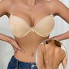 Lace Push Up Strapless Bra with Clear Straps & Underwire, Elegant Off Shoulder Design for Women
