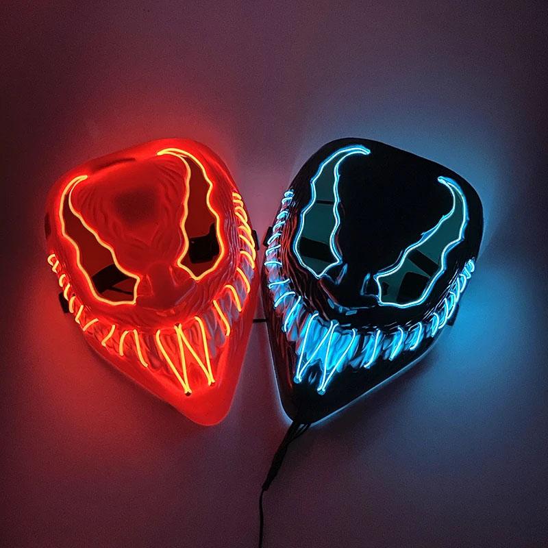 New Personalized Creative Halloween Led Glow Neon Terror Fluorescent Mask Mask