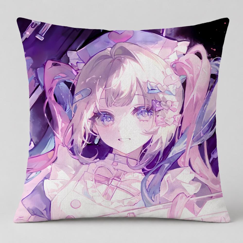 Game NEEDY GIRL OVERDOSE Cushion Cover Short Plush Cushion Cover Double Sided Print Washable Sofa Pillowcase Home Decor Gift