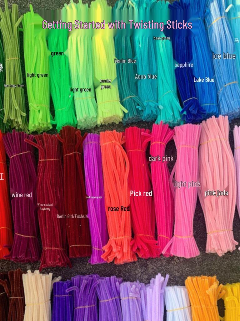 Thickened White Chenille Pipe Cleaners - Mixed Colors for DIY Bouquet Crafts