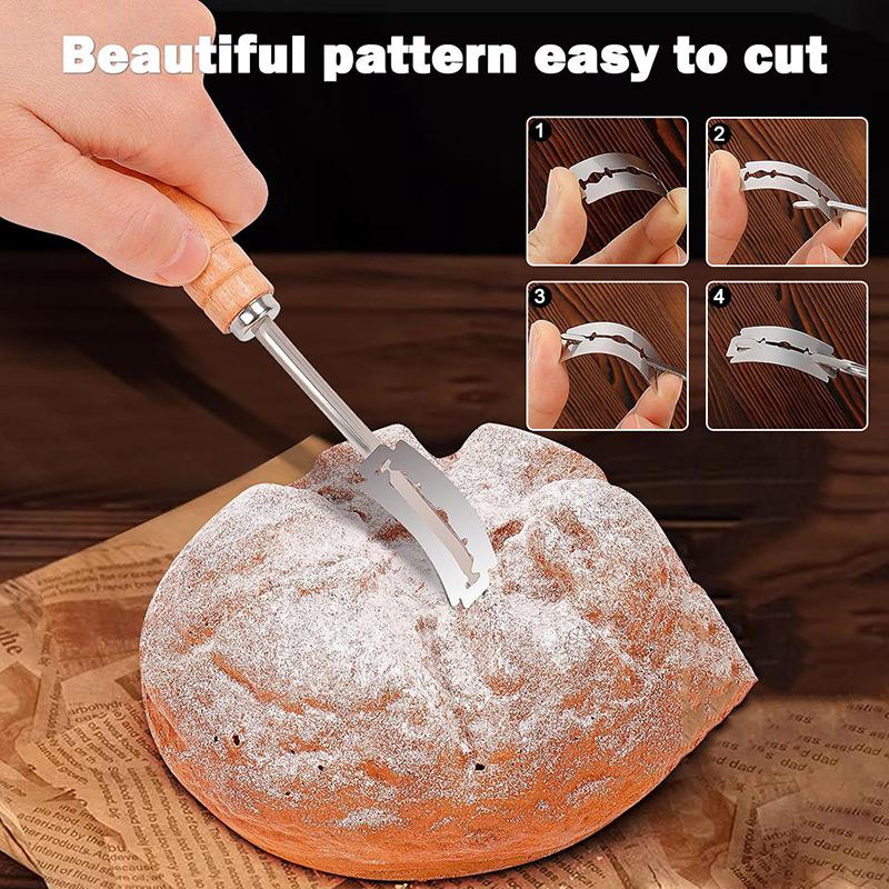 Danish Dough With Sourdough Scoring Tool-Bread Whisk Set Of 6 Pieces-Dough Hook,Dutch Whisk,Bread Lame