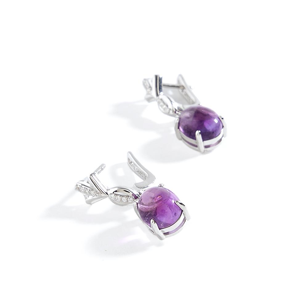 Elegant 925 Sterling Silver Women's Earrings Natural Amethyst Oval 8*10mm Gemstone Fine Jewelry for Women's Birthday Gifts