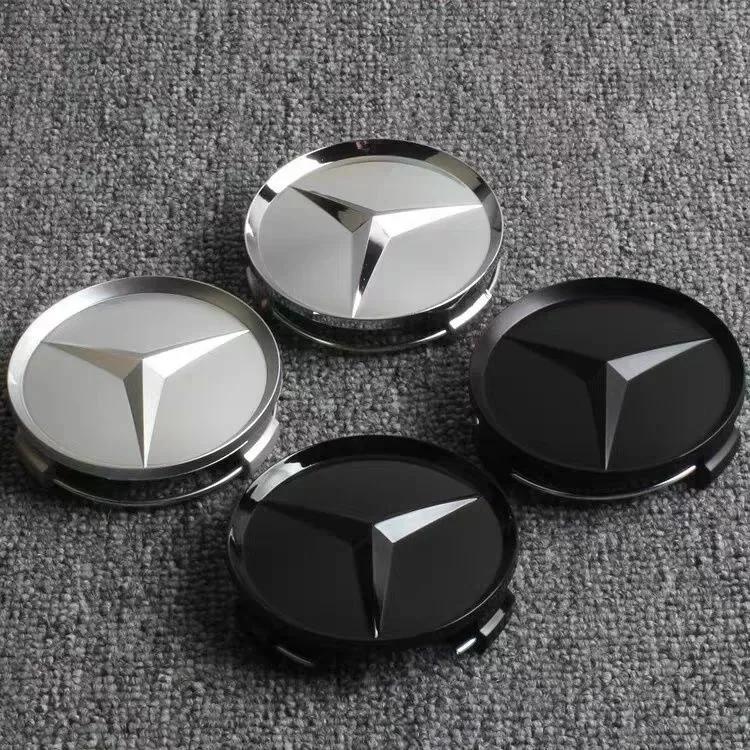 4Pcs 75MM/60MM Car Tire Wheel Center Hub Cap Covers For Mercedes Benz Badge Emblem Rim Cover Auto Style Decorate Accessories