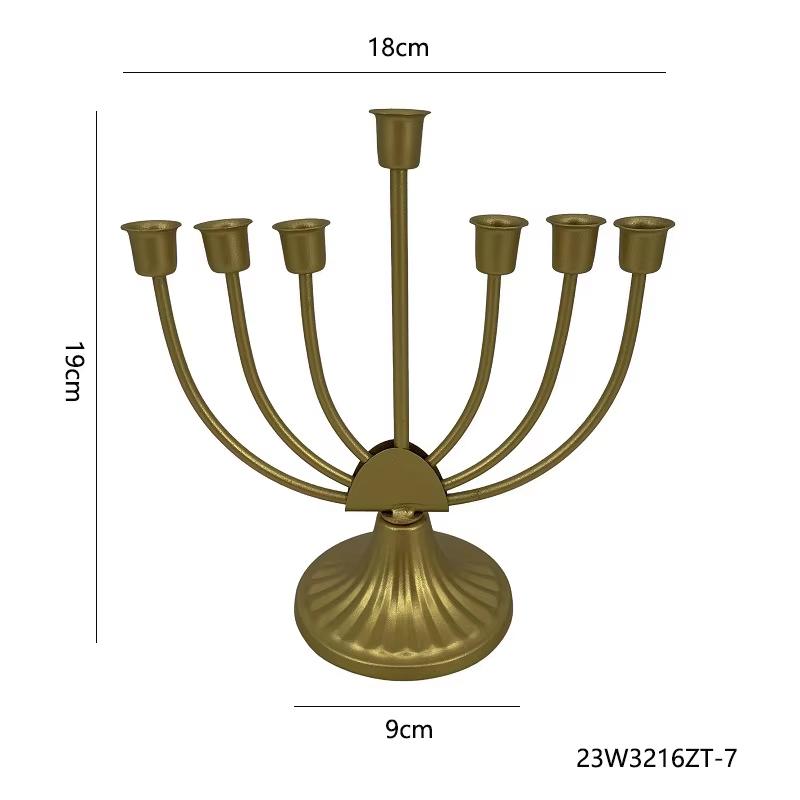 Modern Gold Jewish Menorah 7/9 Branch Candle Holder Metal Chanukah Candelabra for Hanukkah Decor Home Wedding Party Centerpiece (as the picture,18*9*19CM)
