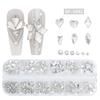 12-Grid Irregular Transparent AB Glass Diamonds for Nail Art