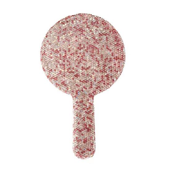 

Дзеркало для макіяжу з блискітками та стразами на довгому держаку Висока прозорість Портативне жіноче дзеркальце Кругле З серцем Квадратне Ручне косметичне дзеркало A рожевий