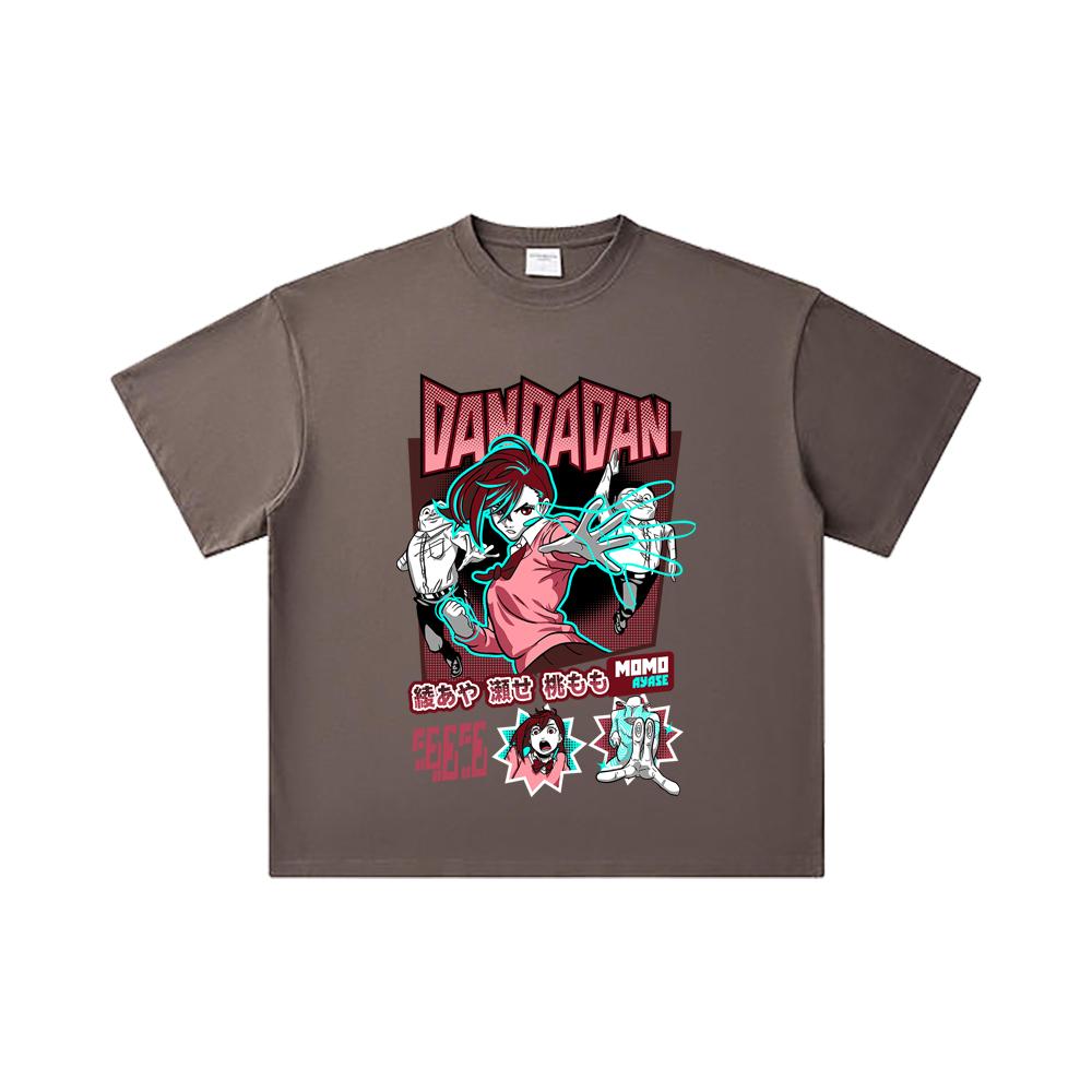 260 GSM Double Yarn 32 Count 100% Cotton Dandadan V15 Momo Print Unisex Heavy Cotton T Shirt