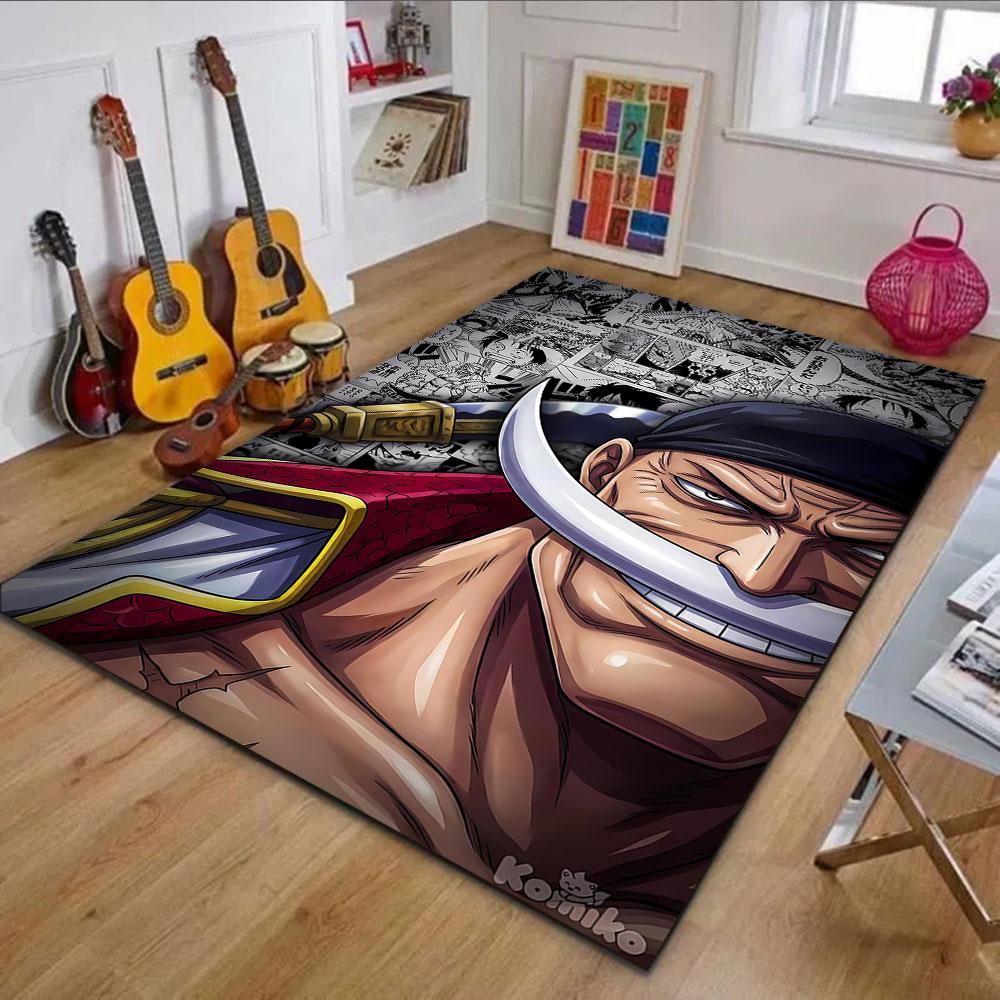 Pirate Warrior with Manga Background Patterned Carpet, Non Slip Mat Suitable for Living Room and Bedroom Sofas