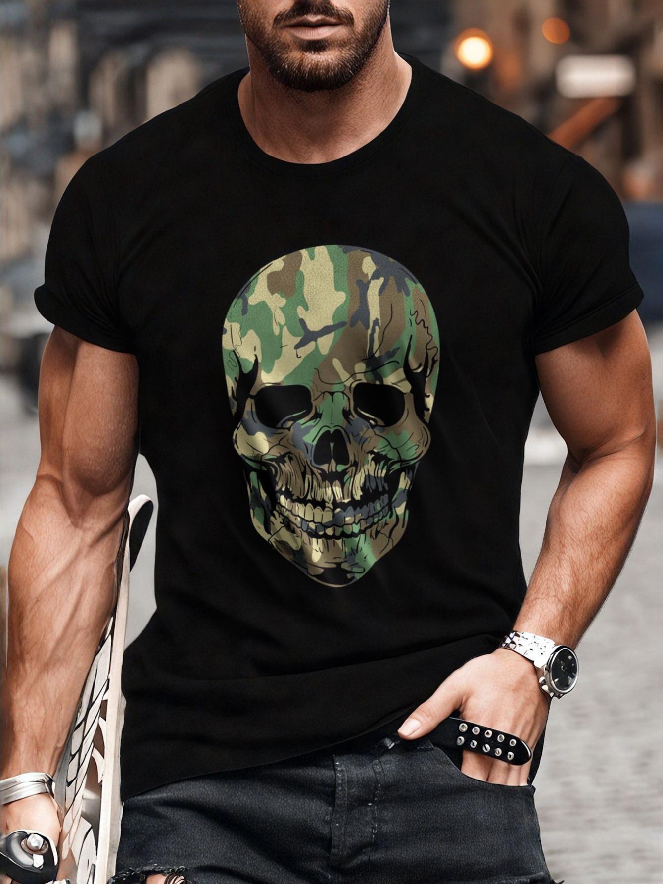 T-Shirt y2k Camo Skull T Black/Green S