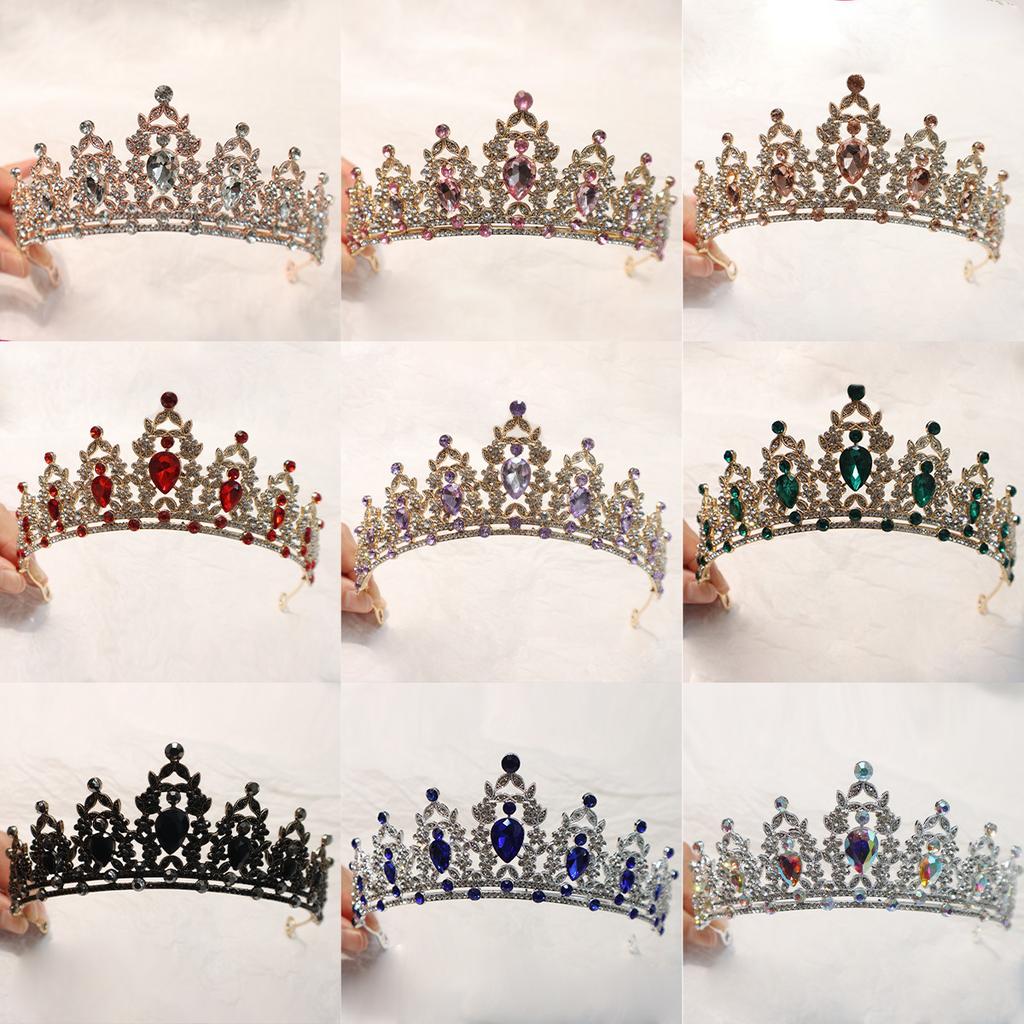 European and American Bride Headwear Large Crown Fashionable Crystal Crown  Birthday Party Headband  Retro Queen Headband