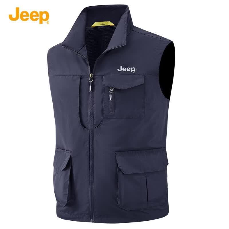 Мужской летний рабочий жилет JEEP с сеткой и множеством карманов M темно-синий