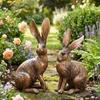 2 Pieces Vintage Bunny Statues Figurines Resin Table Home Decoration Ornament for Office Garden
