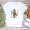 (European Size) 90s Lovely Tee Top Sweet Flower Trend Cute Clothing Short Sleeve Women Print Lady Female Fashion Tshirt Casual Graphic T-shirt