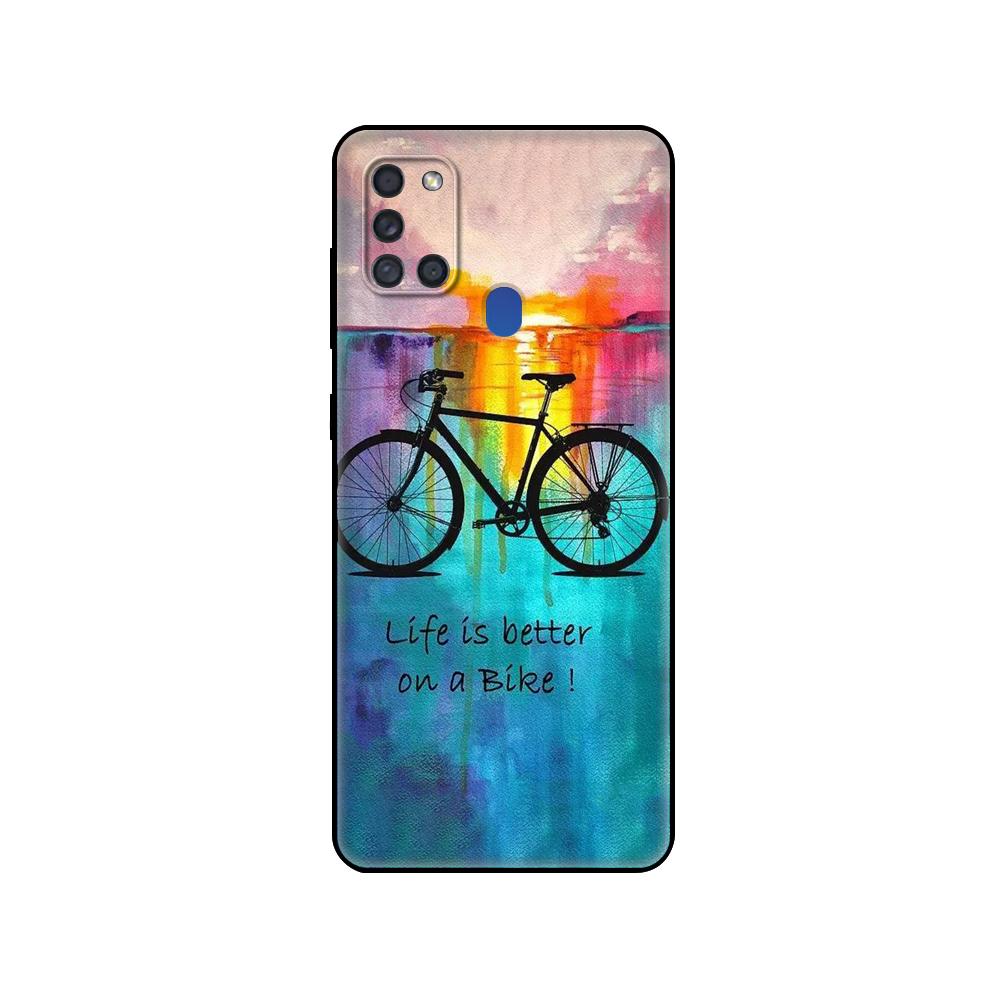 Black Tpu Case For Samsung Galaxy A50 50S A30S A10 A01 A11 A21S A31 A41 A51 A71 M21 M30S S10 LITE Cover BIKE CYCLING Art