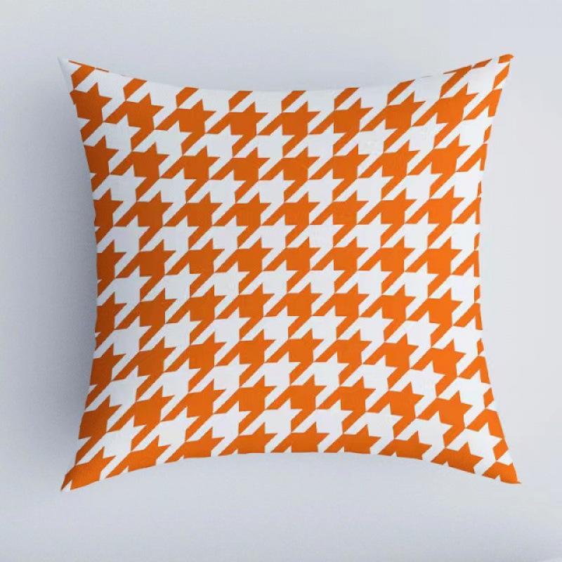 Orange Patchwork Muster Überwurf Kissenbezug Mit Kurzem Plüsch Druck Wohnzimmer Sofa Dekoration Kissenbezug Kissenbezüge