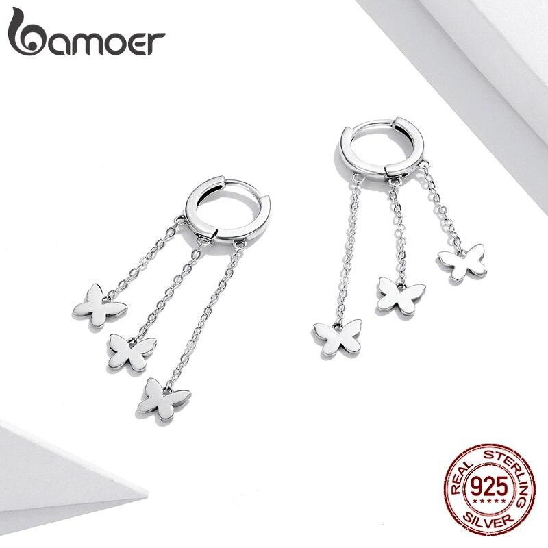

Женские серьги-капли BAMOER из стерлингового серебра 925 пробы с кисточками и бабочкой, пряжка для помолвки, эффектные ювелирные изделия 925 silver