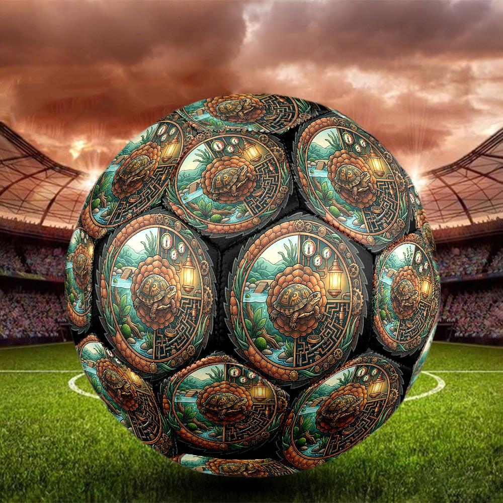 Steampunk Turtle Oasis Round Football Size 5 Adult Ball Suitable for Training Matches and Outdoor Team.