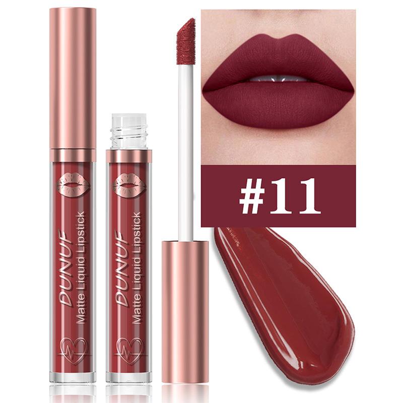 DUNUF 18 Farben Mattes Samt-Lippenstift Wasserdicht Langanhaltend Nude Matt Lipgloss Klar Feuchtigkeitsspendendes Lippenöl für Damen Make-up