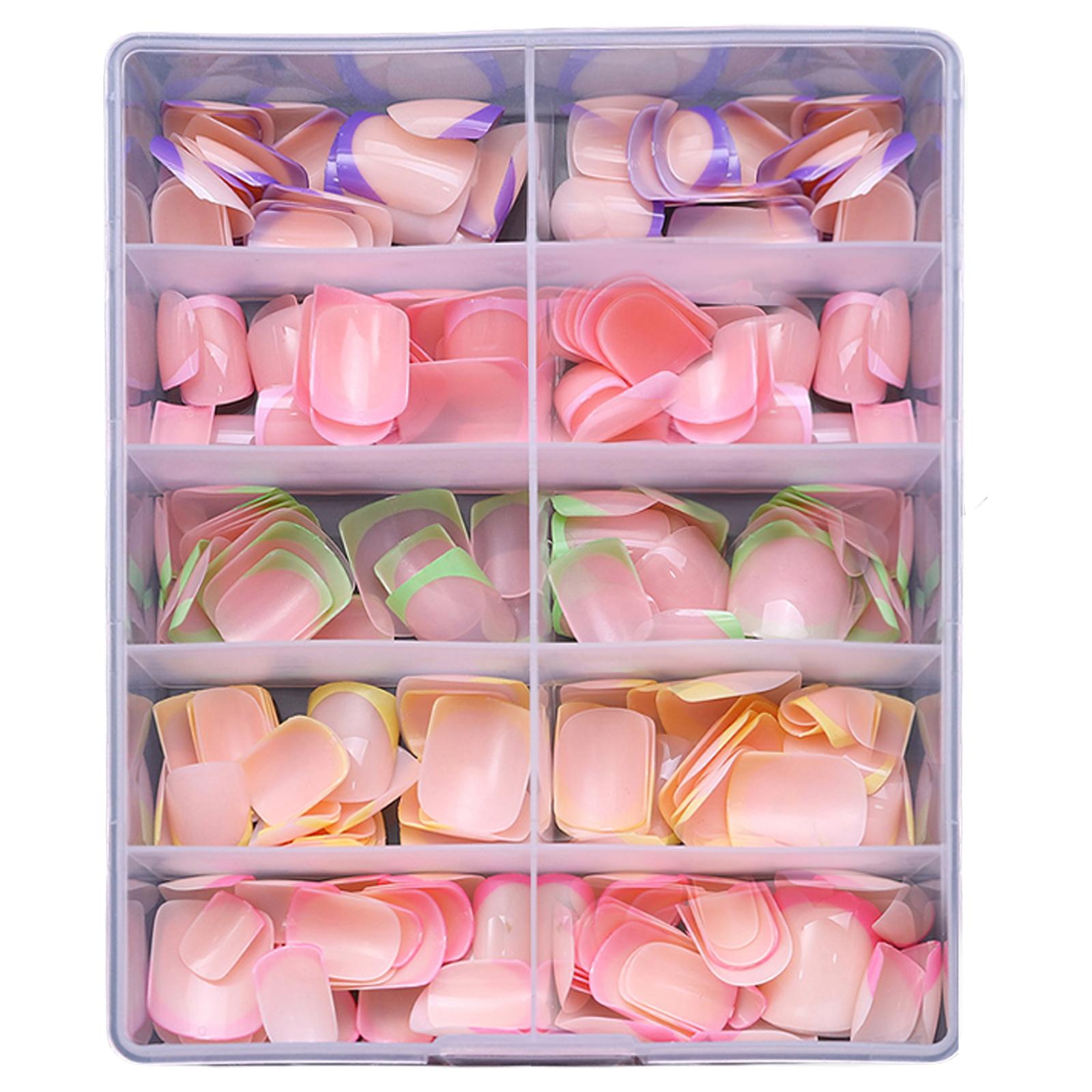 

240 шт. Короткие накладные ногти, французские типсы, накладные ногти с полным покрытием, разноцветные накладные ногти для женщин и девочек