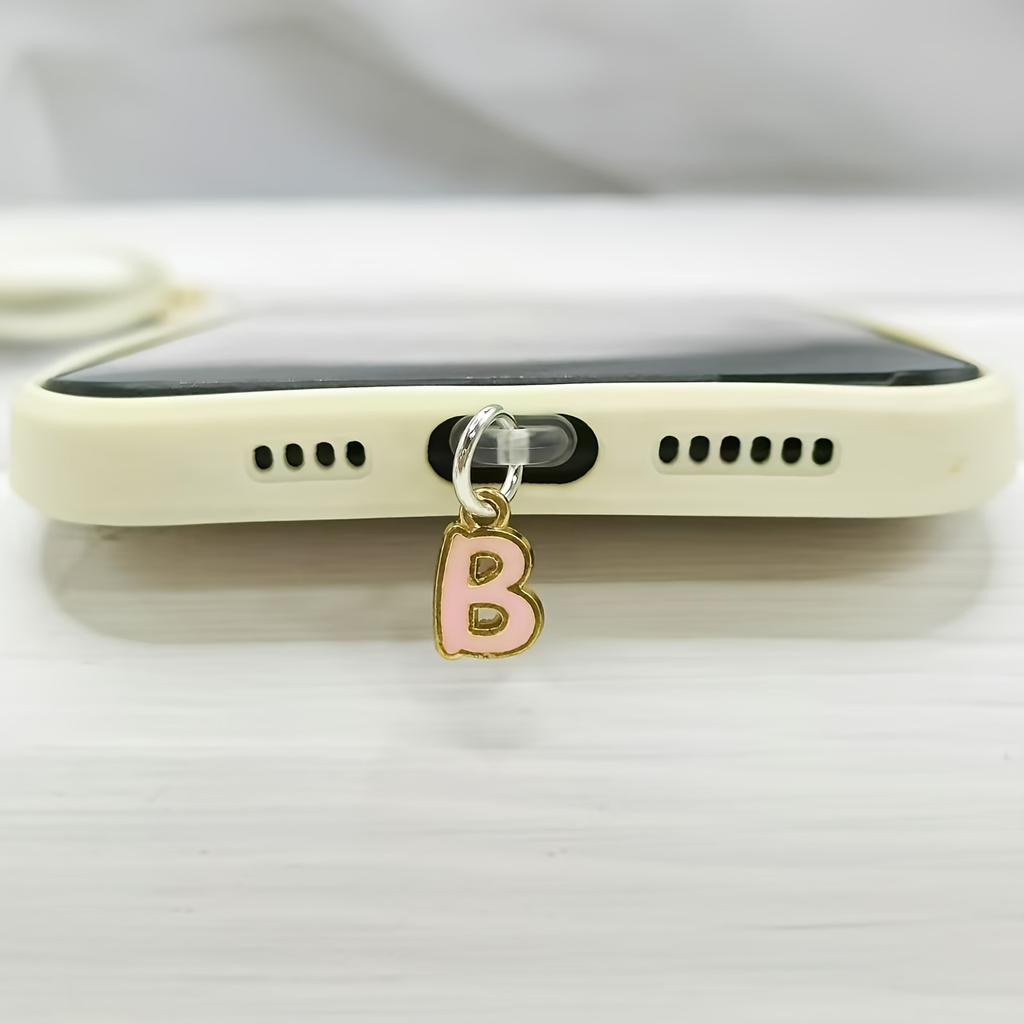 1 Stück Legierung Rosa Buchstabenanhänger Handy Staubschutzstecker Wasserdicht Staubdicht Staubfest