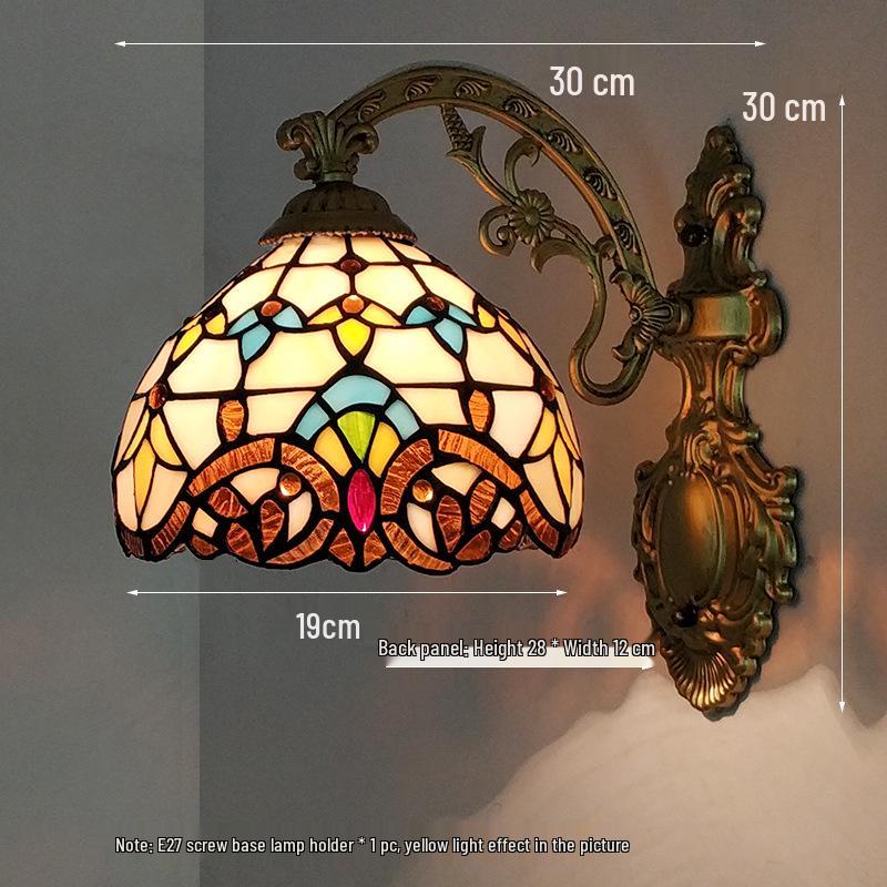 Retro European Tiffany-Style Wall Lamp for Bedroom, Hallway, or Bathroom Mirror